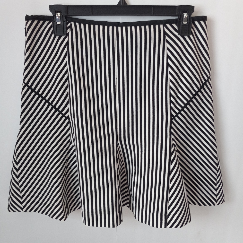 Banana Republic Striped Pleated Flare Skirt